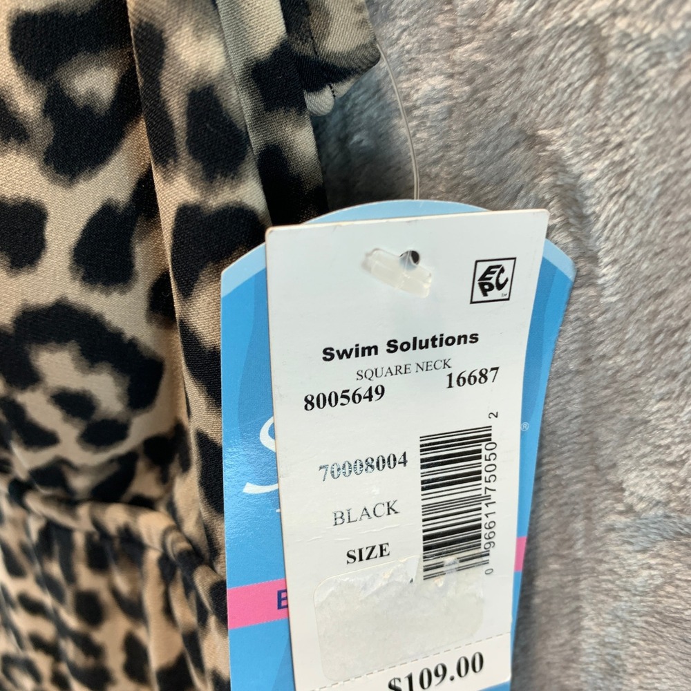 Swim Solutions Womens Leopard Print Square Neck Swimdress Brown Black Size 18 - Picture 4 of 9